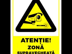 Indicator de securitate atentie zona supravegheata laser video