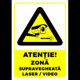 Indicator de securitate atentie zona supravegheata laser video